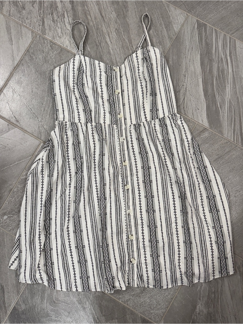 Old Navy Black and White Smocked Pattern Top